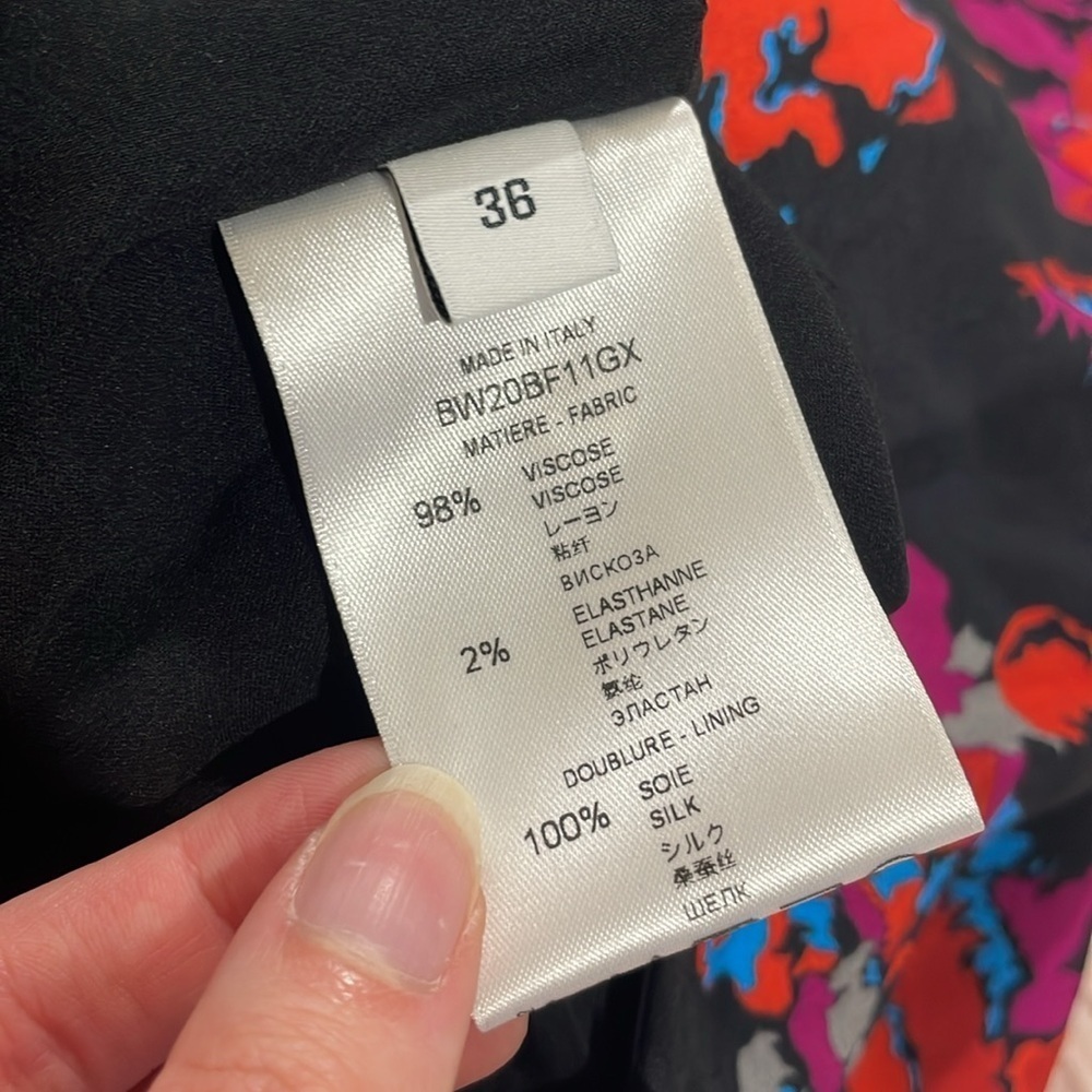 Givenchy Graphic Print Black Floral Long Sleeve Ruched Side Dress - Picture 4 of 9